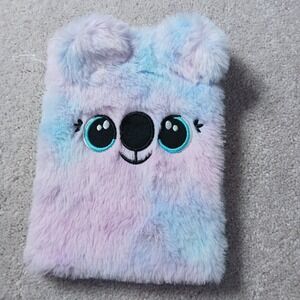 Girls Tie Dye Fuzzy Koala Plush With 3D Ears Lined Paper Notebook NWOT